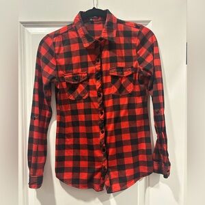 ❤️ Sweet Rain Red & Black Buffalo Plaid Flannel | Size S | Soft Button-Up Shirt